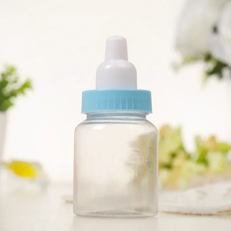 Clear bottle with blue cap on a white background