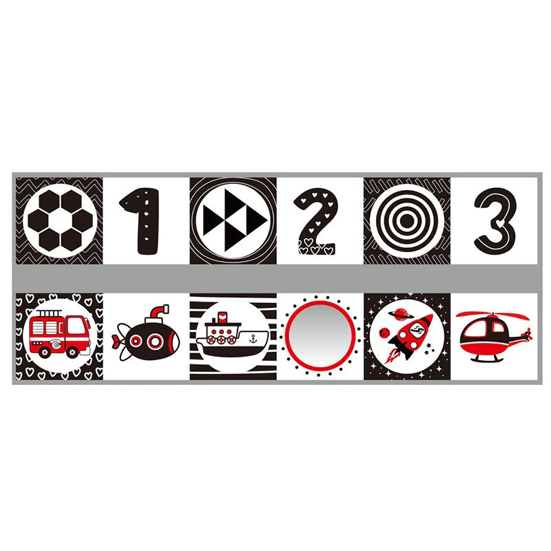 Children's educational banner with numbers and icons on a white background