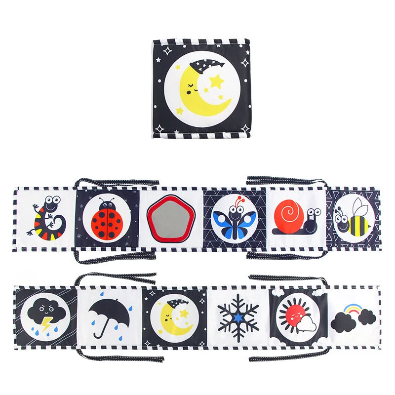 Set of colorful fabric cards with various patterns and symbols on a white background