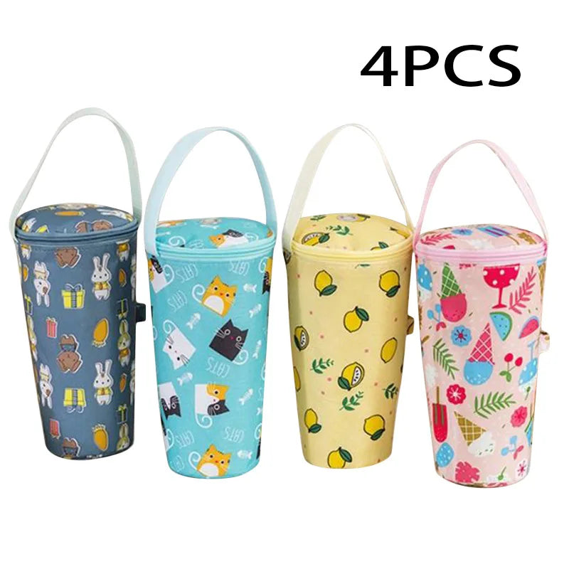 Four colorful patterned cylindrical containers with handles on a white background, labeled '4PCS'.