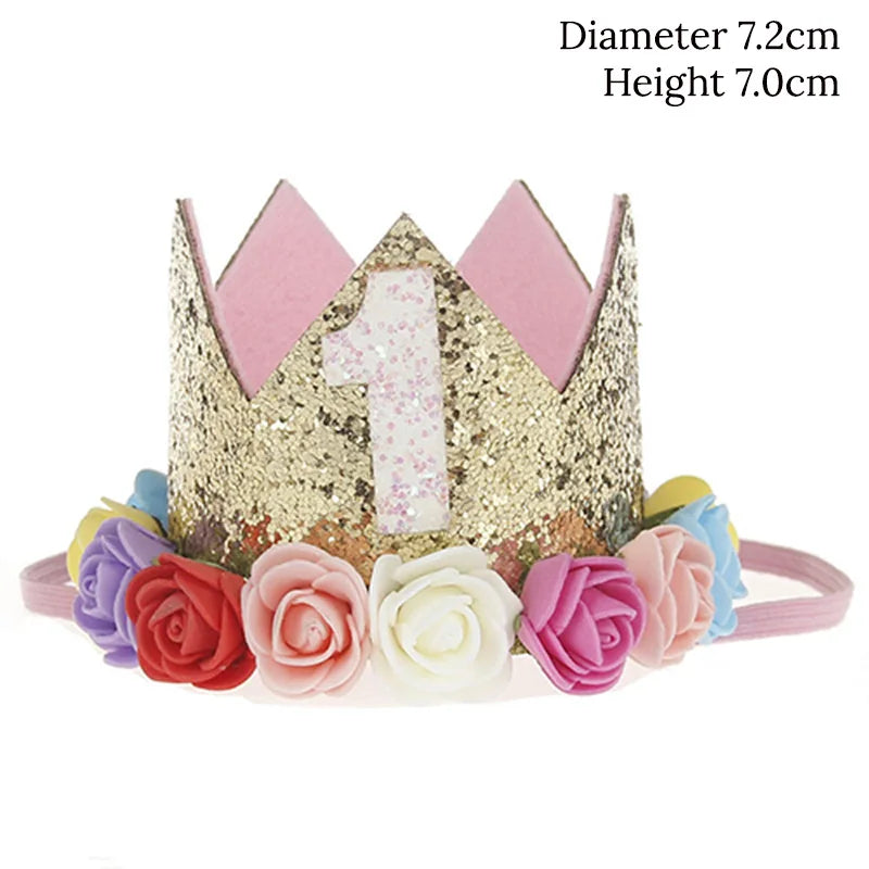 Children's crown with flowers on a white background