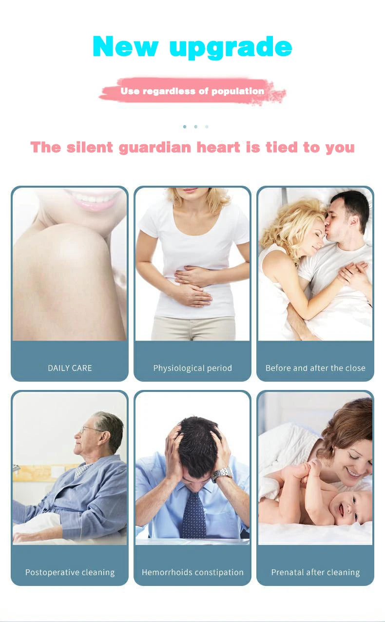 Product advertisement with images of people in various scenarios and text about a 'silent guardian heart'.