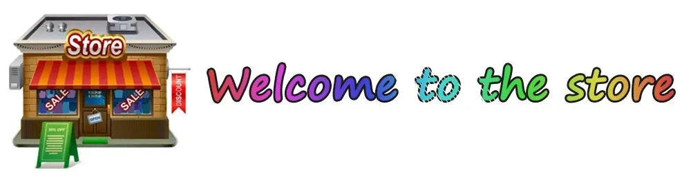 Storefront with colorful 'Welcome to the store' text