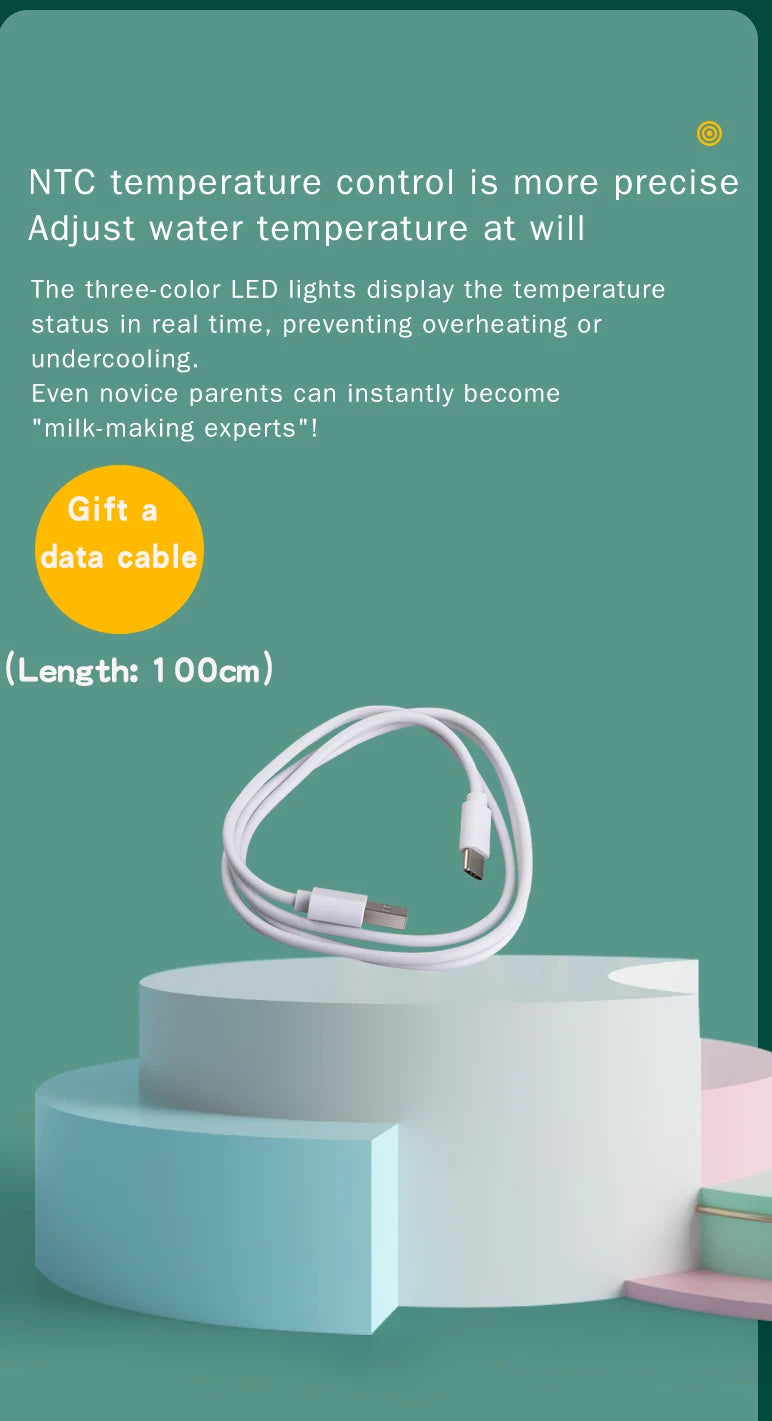 Product with USB cable on a geometric platform against a teal background