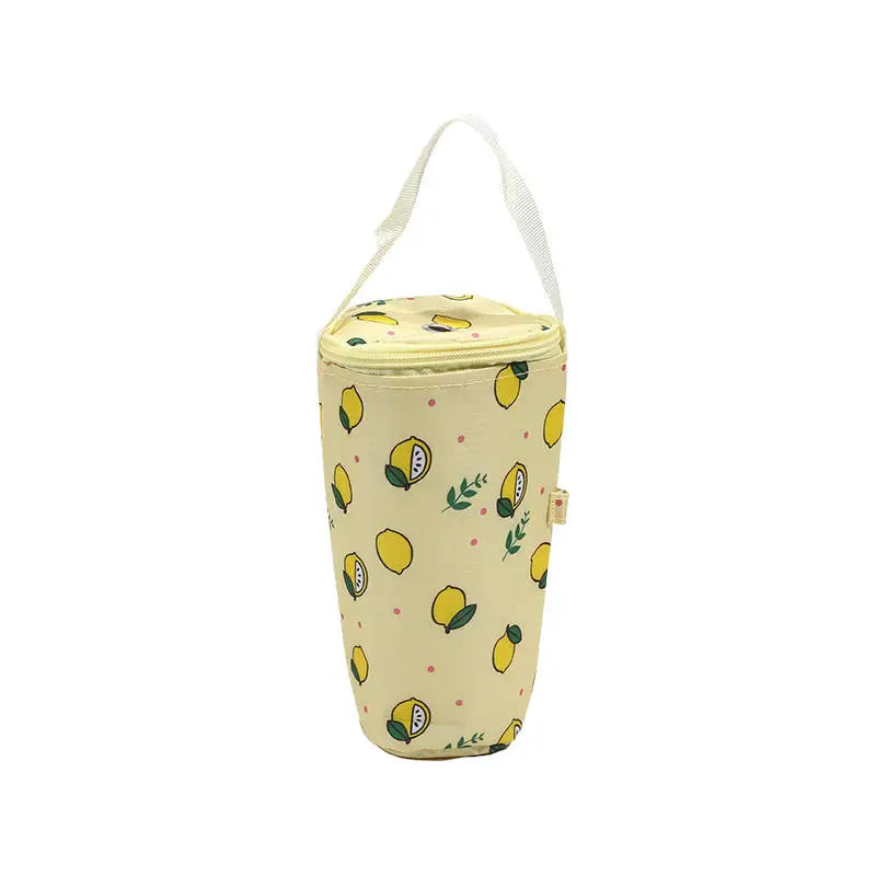 Yellow bag with lemon pattern on a white background
