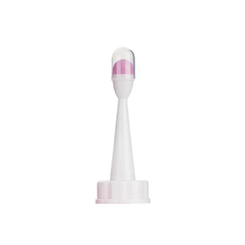 White and pink electric toothbrush head on a white background