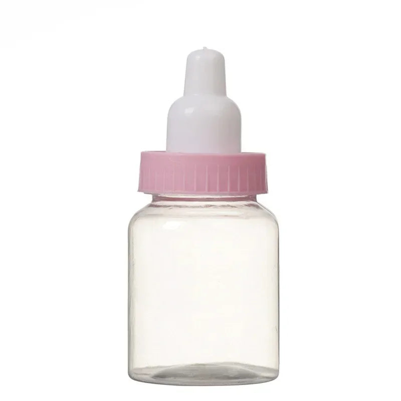 Clear glass dropper bottle with a pink cap on a white background