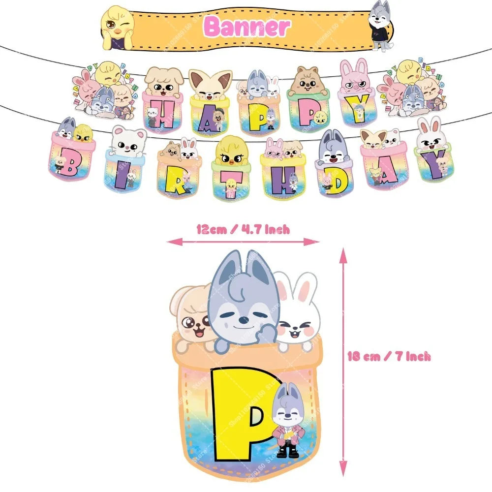 SKZ OOed Children Birthday Banner and Balloons