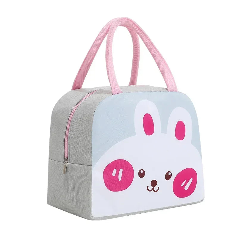 Children's lunch bag with a cute rabbit design on a white background