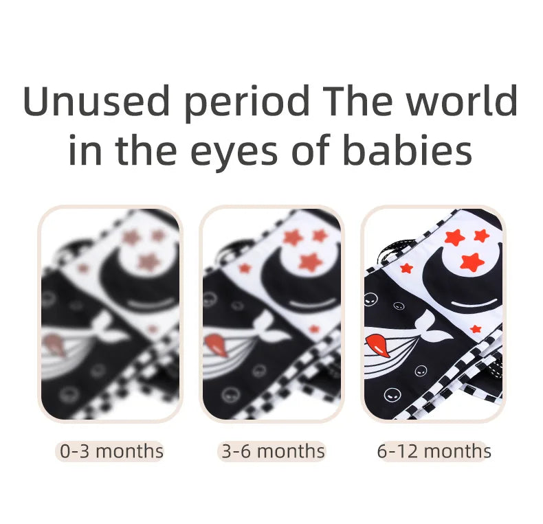 Sensory Cloth Book Baby Toys 0 12 Months Newborn Bed Crib Bumper Black and White Animal Quiet Books Montessori Baby Book Toy