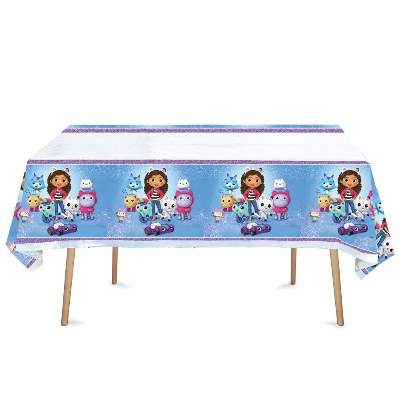Tablecloth with cartoon characters on a white background