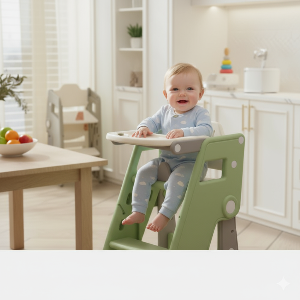 SixTree Two-in-One Foldable & Portable Children's High Chair & Bench - All-in-One Plastic Furniture for Ages 0-6