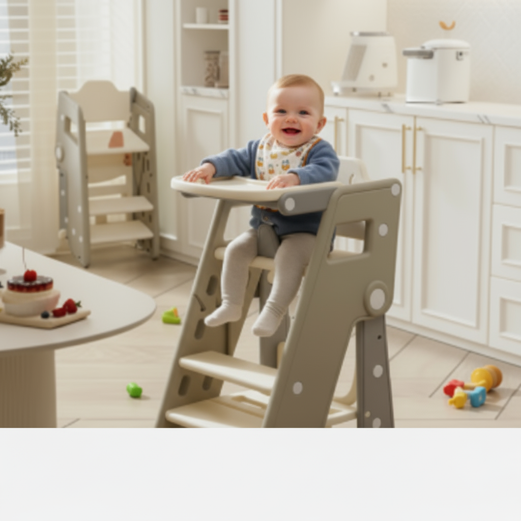 SixTree Two-in-One Foldable & Portable Children's High Chair & Bench - All-in-One Plastic Furniture for Ages 0-6