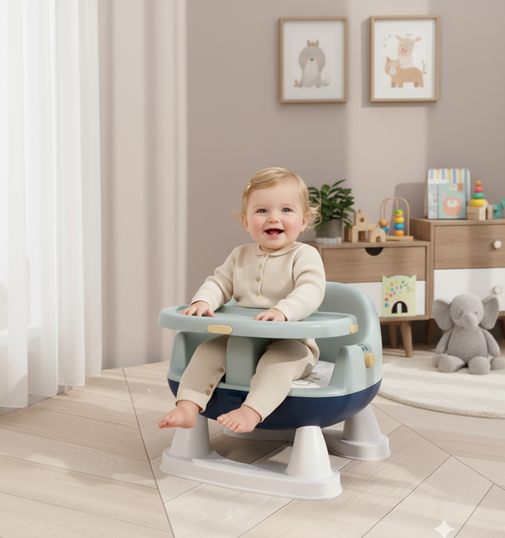 Bibby & Bird 3-in-1 Multifunctional Baby High Chair - Detachable Plate & Call Chair | Essential Infant Dining & Learning-to-Sit So