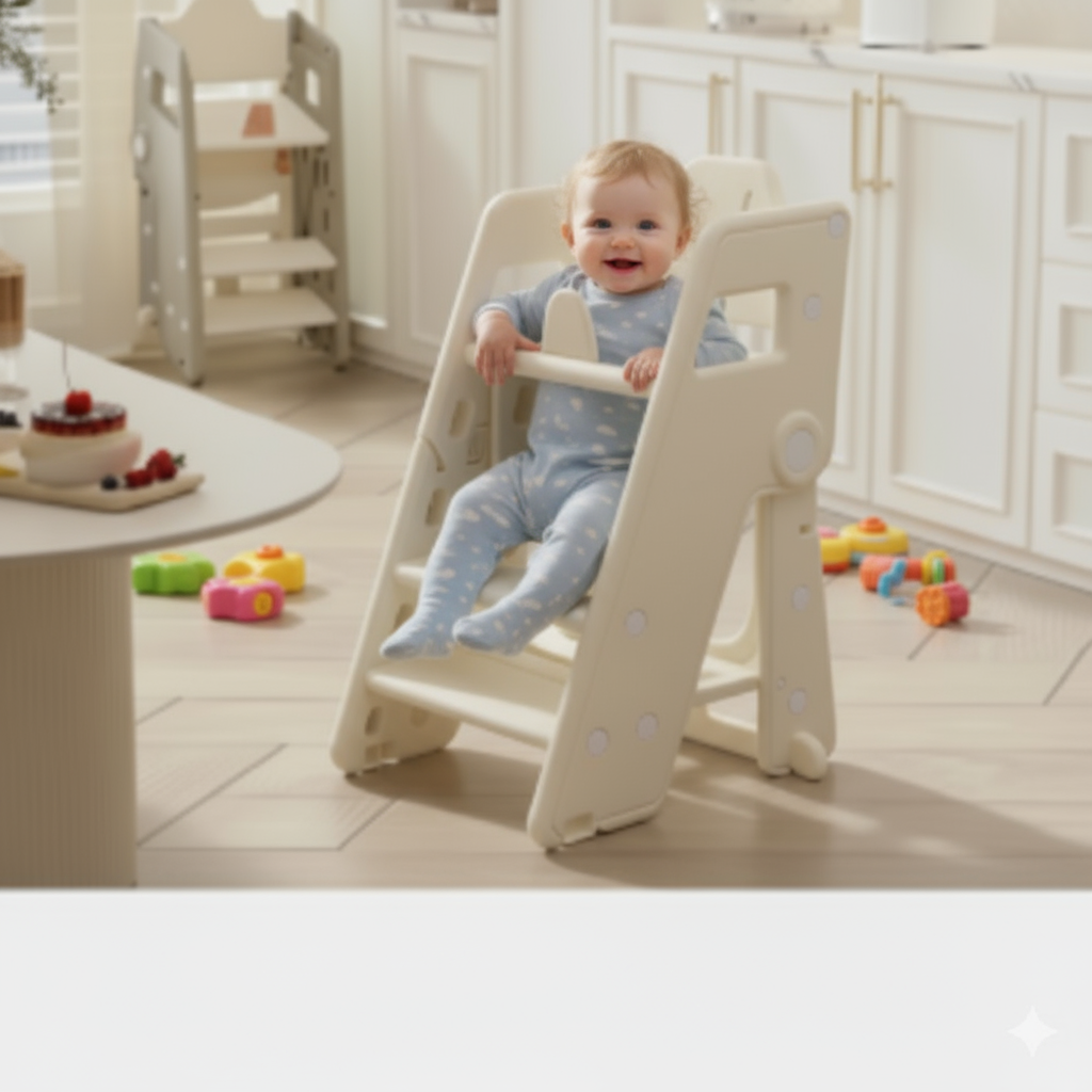 SixTree Two-in-One Foldable & Portable Children's High Chair & Bench - All-in-One Plastic Furniture for Ages 0-6