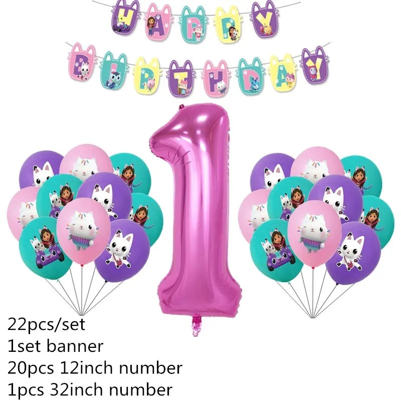 Charming Pink Gabby Dollhouse Birthday Party Supplies - Disposable Tableware, Cups, Plates, Balloons & Banners for Girls Baby Showers!