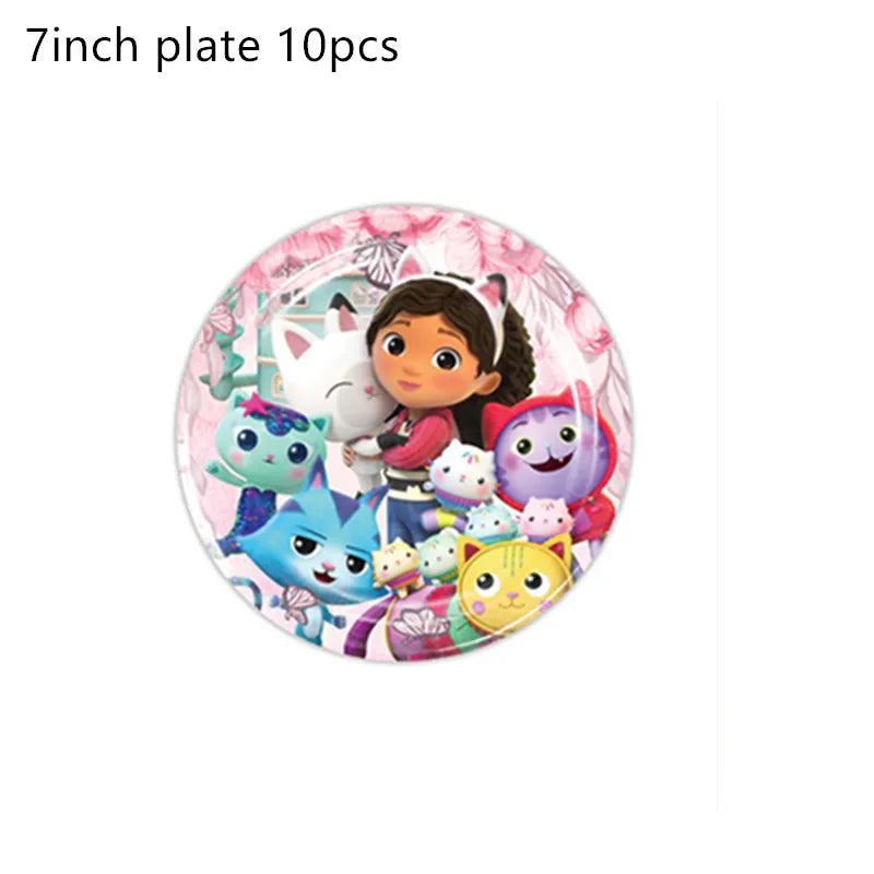 Charming Pink Gabby Dollhouse Birthday Party Supplies - Disposable Tableware, Cups, Plates, Balloons & Banners for Girls Baby Showers!