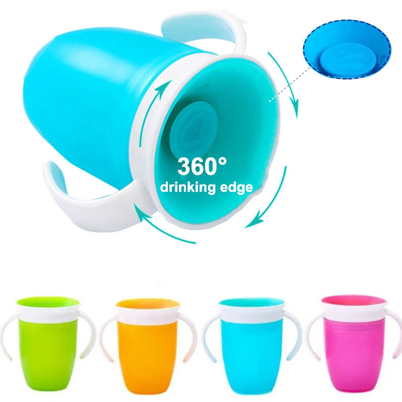 360° Rotating Baby Water Cup with Double Handle & Leakproof Flip Lid - Perfect Learning Drinking Cup for Infants