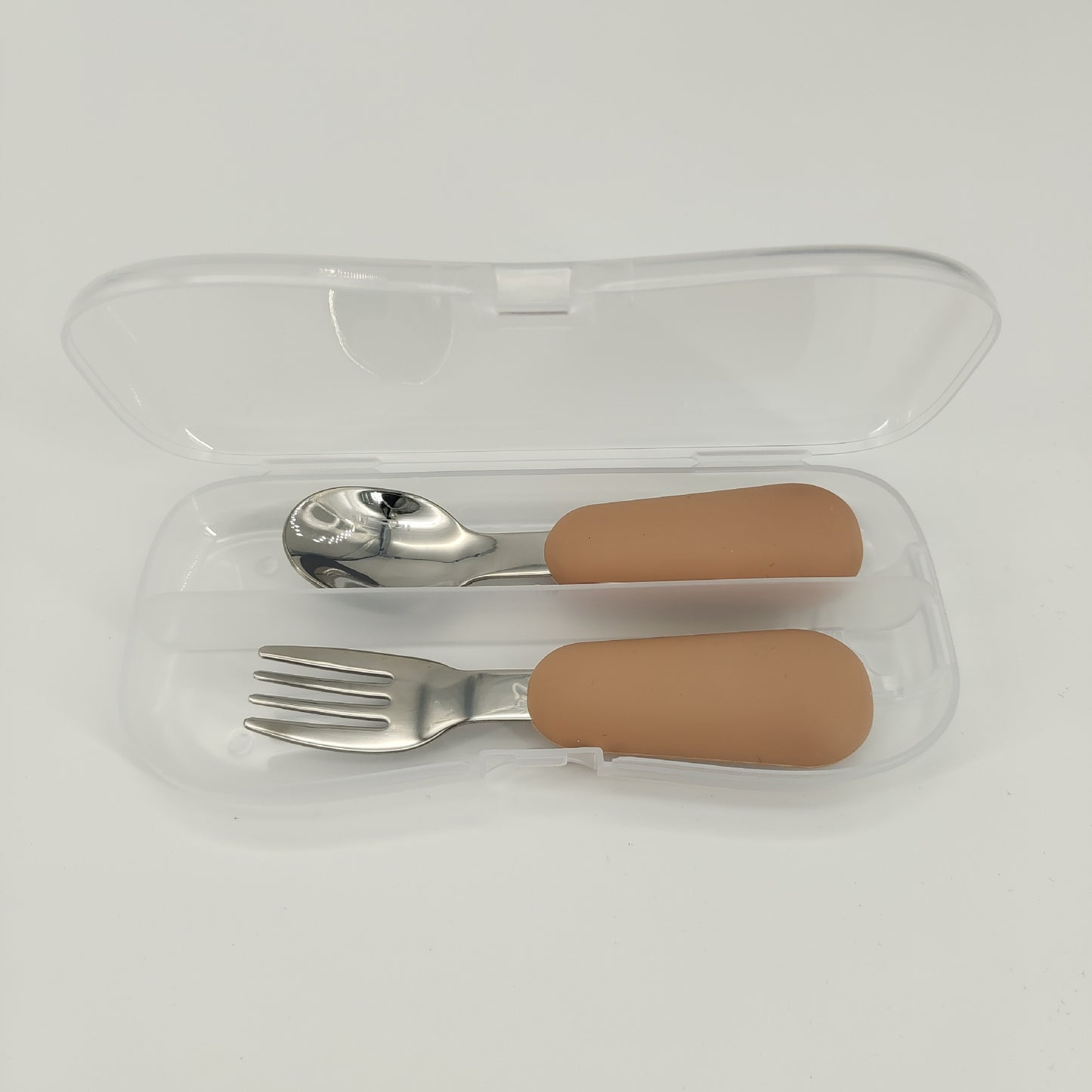 LittleBite Stainless Steel Spoon and Fork Baby Eating Set – Short Handle Training Tableware with Silicone Grip | Essential Utensils for Toddlers Learning to Self-Feed