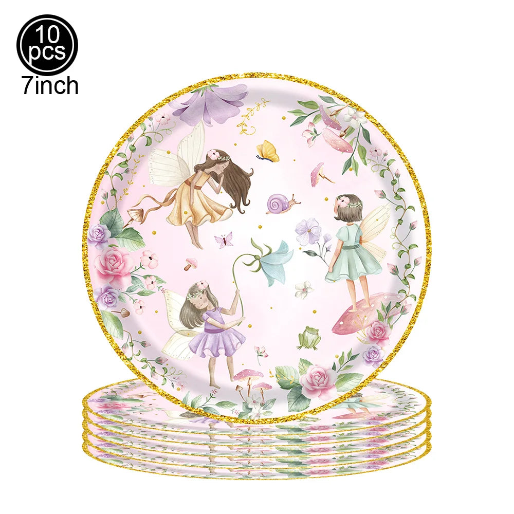 Whimsical Pink Butterfly Fairy Disposable Tableware Set – Perfect for Girls' Birthday Parties, Weddings, and Baby Showers!