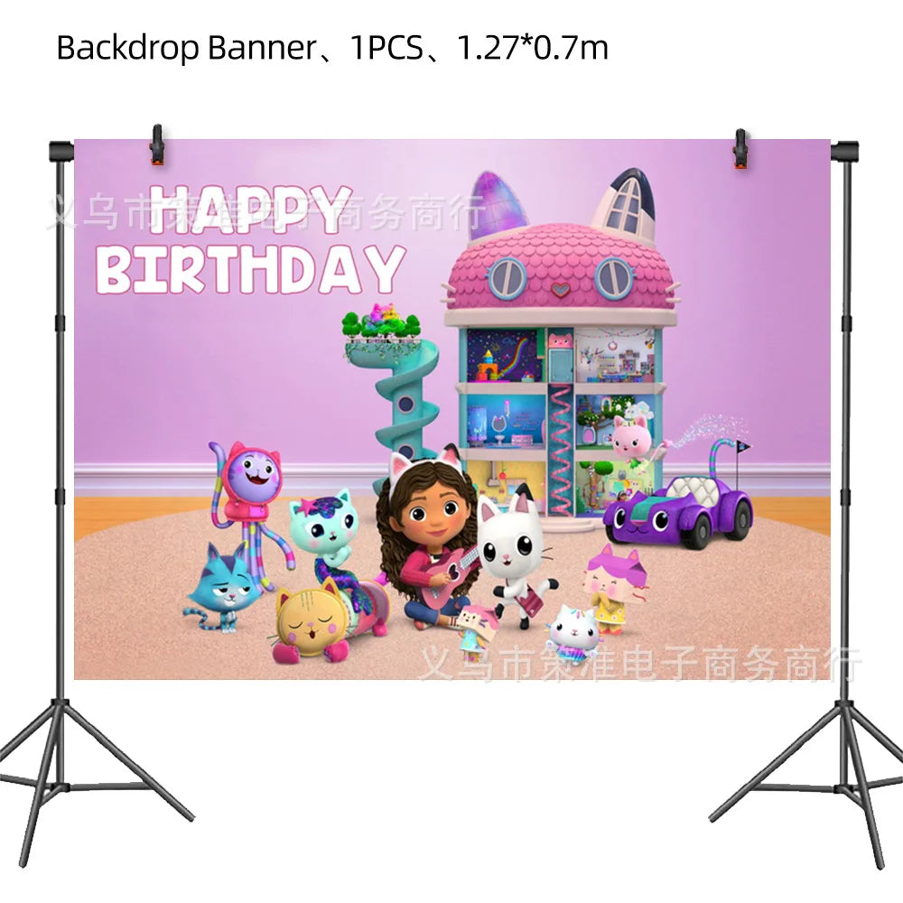 Charming Pink Gabby Dollhouse Birthday Party Supplies - Disposable Tableware, Cups, Plates, Balloons & Banners for Girls Baby Showers!