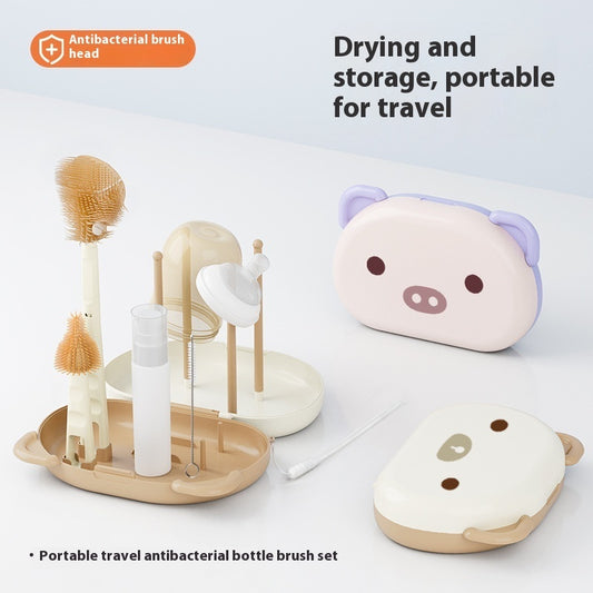 Bottol Silicone Baby Bottle Brush Set – Special Washing Kit with Storage Box | Durable, Hygienic & Space-Saving Cleaning Essentials for Infant Feeding Bottles