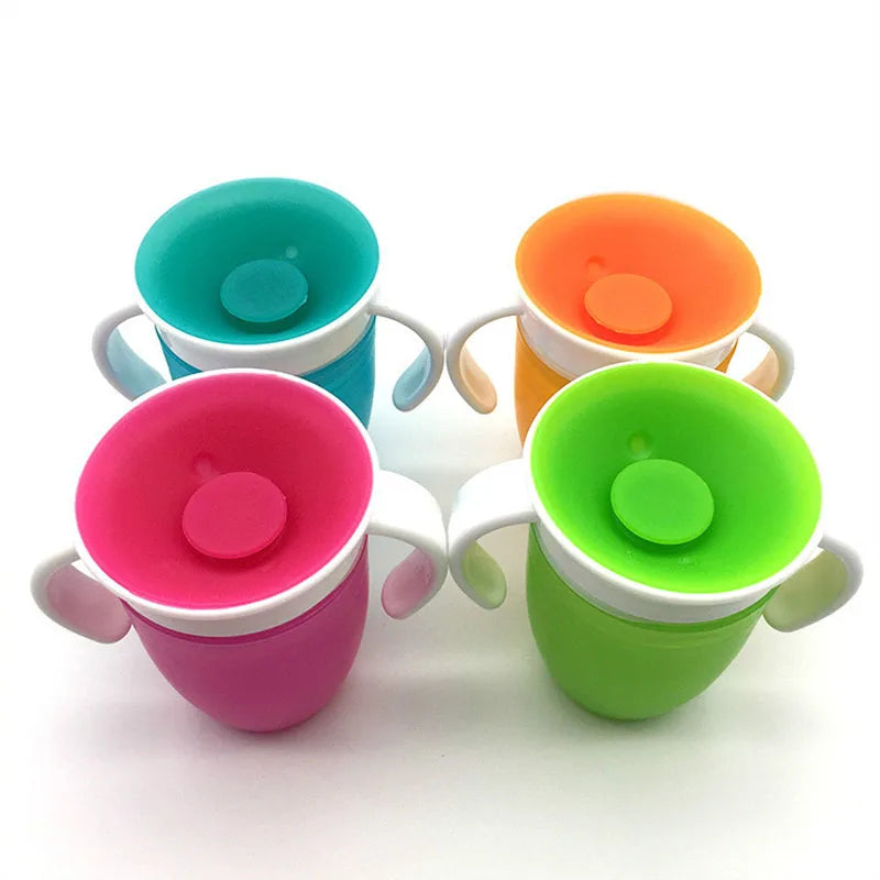 360° Rotating Baby Water Cup with Double Handle & Leakproof Flip Lid - Perfect Learning Drinking Cup for Infants