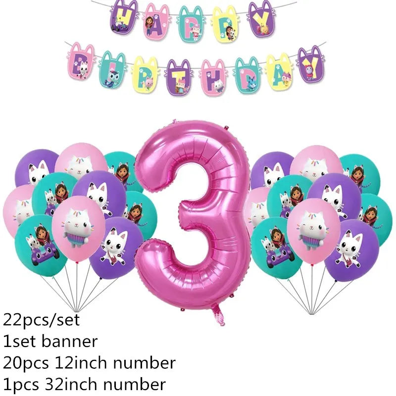 Charming Pink Gabby Dollhouse Birthday Party Supplies - Disposable Tableware, Cups, Plates, Balloons & Banners for Girls Baby Showers!
