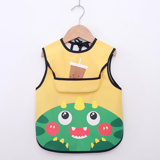 Yellow children's apron with a cartoon design on a white background