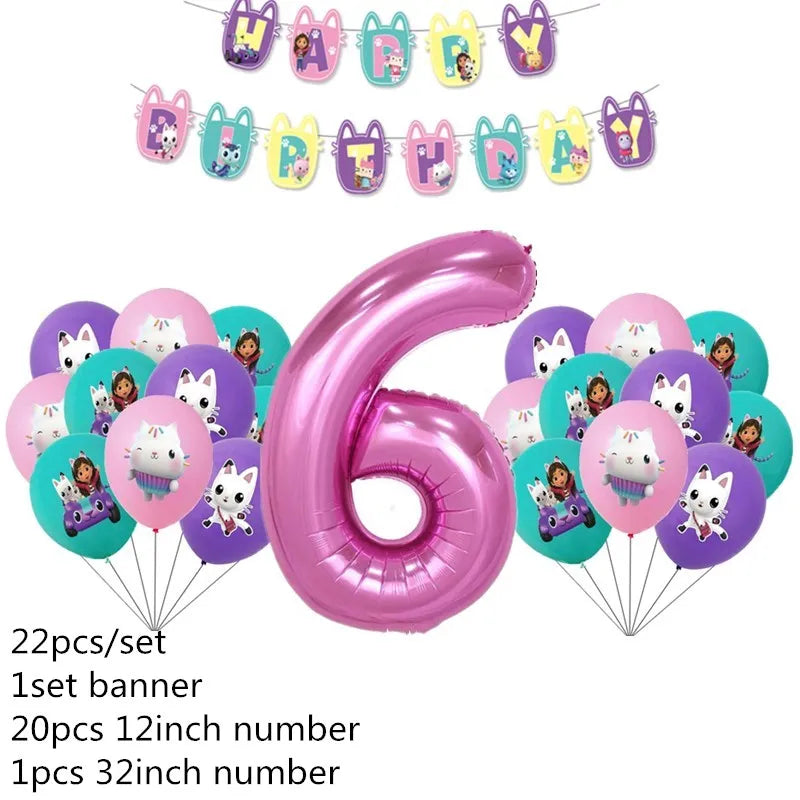 Charming Pink Gabby Dollhouse Birthday Party Supplies - Disposable Tableware, Cups, Plates, Balloons & Banners for Girls Baby Showers!