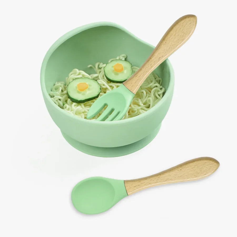 Ultimate Spill-Proof Silicone Baby Feeding Bowl and Spoon Set - Safe & Durable Tableware for Happy Mealtimes!
