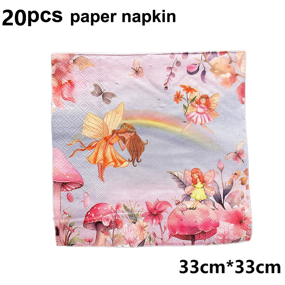 Whimsical Pink Butterfly Fairy Disposable Tableware Set – Perfect for Girls' Birthday Parties, Weddings, and Baby Showers!