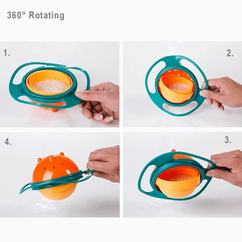 Revolutionary 360° Gyro Bowl - Spill-Resistant Feeding Dish for Kids & Baby Training