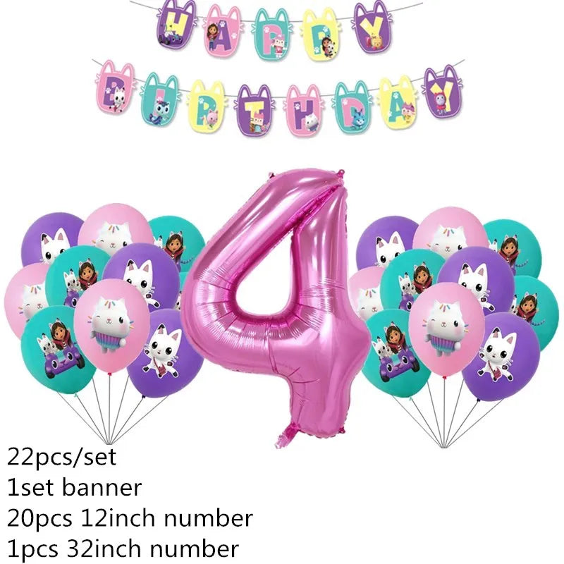 Charming Pink Gabby Dollhouse Birthday Party Supplies - Disposable Tableware, Cups, Plates, Balloons & Banners for Girls Baby Showers!