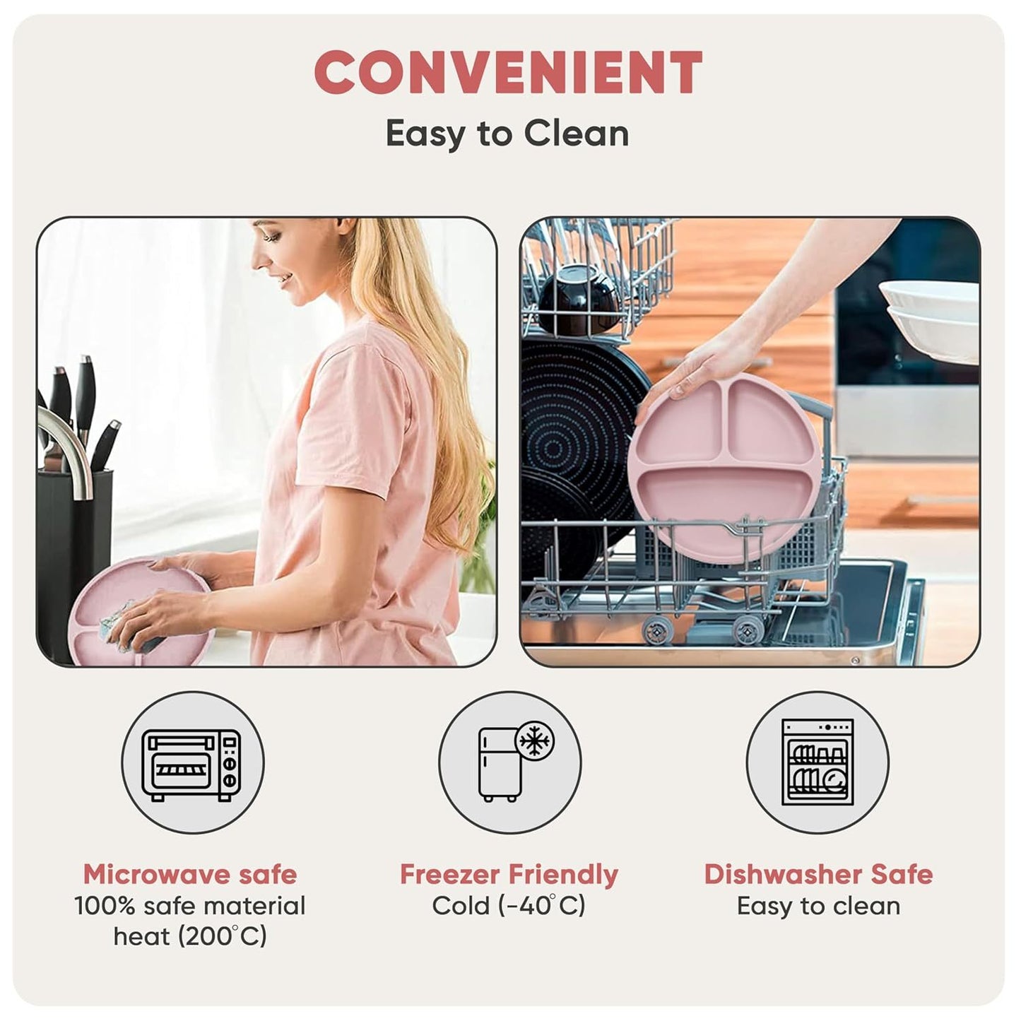 Saquela siliconen babyvoedingsset met zuignap – 10-delige baby-led weaning benodigdheden: zuigkom, verdeelde plaat, verstelbare zachte slab, lepel, vork, snackbeker en bestek, Sakura roze | Essentiële maaltijdset voor peuters