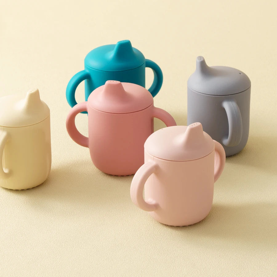 Portable Silicone Baby Feeding Cups - Ideal for Infants and Toddlers with Easy Grip Handles