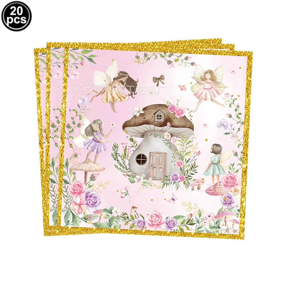 Whimsical Pink Butterfly Fairy Disposable Tableware Set – Perfect for Girls' Birthday Parties, Weddings, and Baby Showers!
