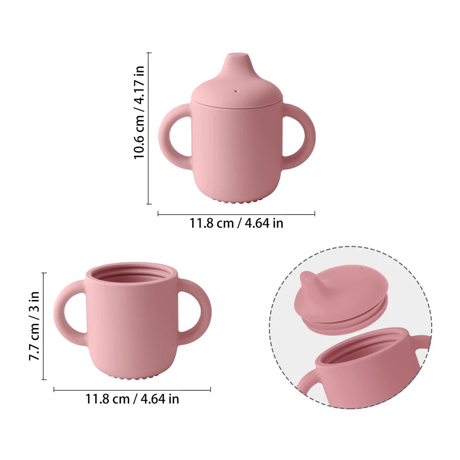 Portable Silicone Baby Feeding Cups - Ideal for Infants and Toddlers with Easy Grip Handles