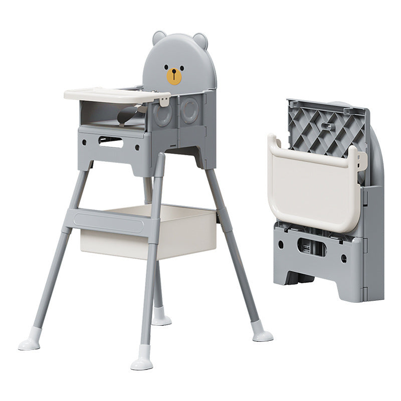 Amobi Adjustable Height High Chair & Long Bench: This portable, foldable children's dining table is a perfect two-in-one seat