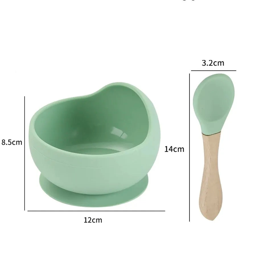 Ultimate Spill-Proof Silicone Baby Feeding Bowl and Spoon Set - Safe & Durable Tableware for Happy Mealtimes!